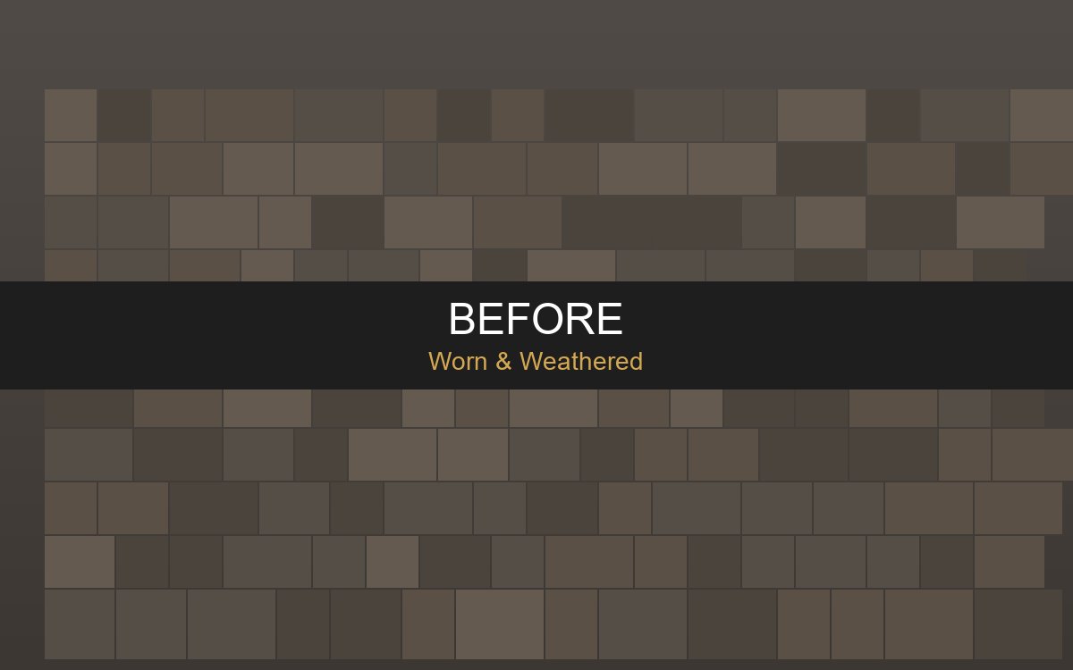 Driveway before renovation - cracked and worn surface